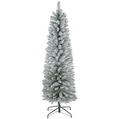 HOMCOM 5ft Artificial Snowy Pencil Christmas Tree - White 
