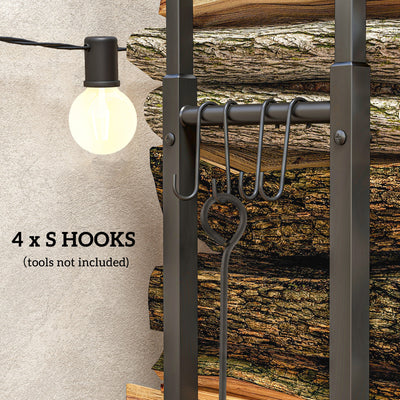 Outsunny 40-65/100-150cm Adjustable Metal Firewood Log Holder 