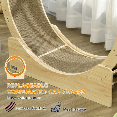 PawHut Cat Wheel with Brake, Scratching Pads - Oak Tone 