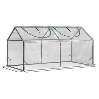 Outsunny Mini Greenhouse Portable Flower Planter Vegetable Grow House for Garden Backyard with Zipped Windows, 120 x 60 x 60 cm, Clear 