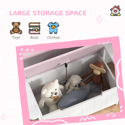 AIYAPLAY 2-in-1 Toy Box for Kids with Lid for Bedroom, Nursery, Playroom, Pink 
