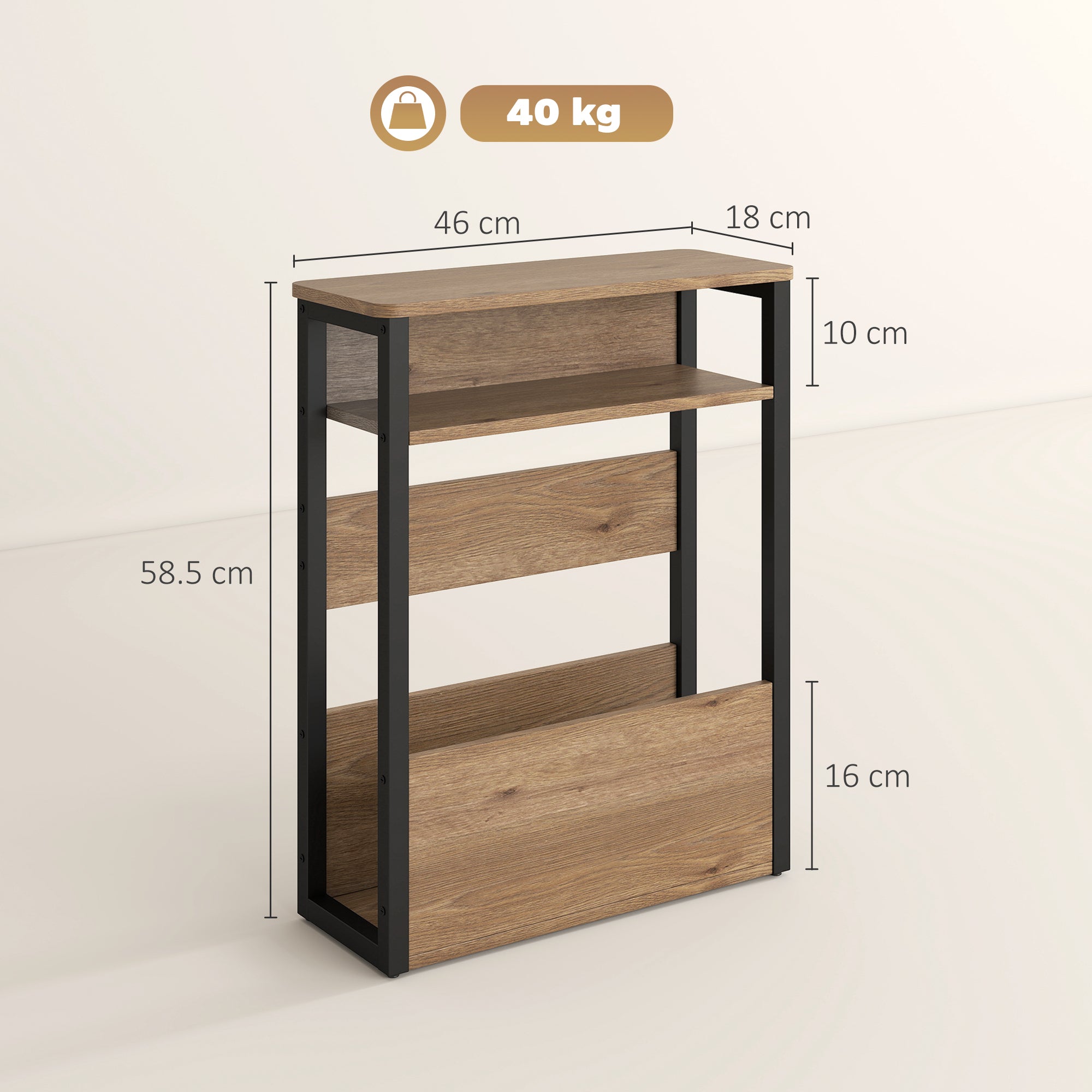 HOMCOM Industrial-Style Side Table - Black/Walnut Brown 