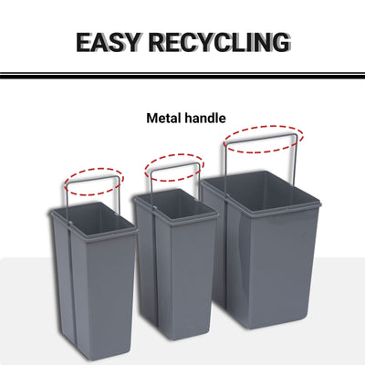 HOMCOM Kitchen Recycle Waste Bin Pull Out Soft Close Dustbin Recycling Cabinet Trash Can Grey (40L (1x20L+2x10L)) 