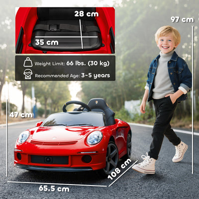 AIYAPLAY Kids Electric Car, 12V Licensed RUF GT Ride on Car with Suspension, Remote Control, Music, for 3-5 Years, Red 