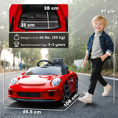 AIYAPLAY Kids Electric Car, 12V Licensed RUF GT Ride on Car with Suspension, Remote Control, Music, for 3-5 Years, Red