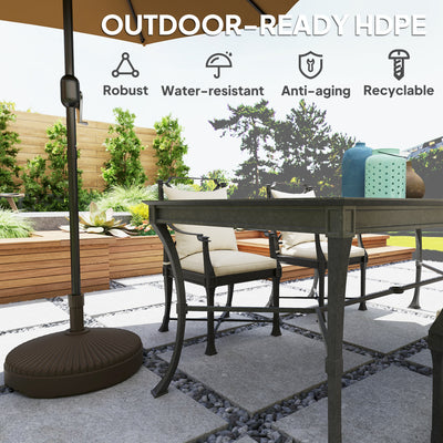 Outsunny Garden Parasol Base Holder, 28kg Sand Filled, 23kg Water Filled, Sun Umbrella Base Outdoor Umbrella Stand Weight, Brown 