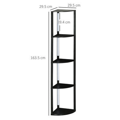 HOMCOM Corner Floor Lamp for Living Room Bedroom with Dimmable Warm White LED Light, Modern Tall Standing Lamp, Black 