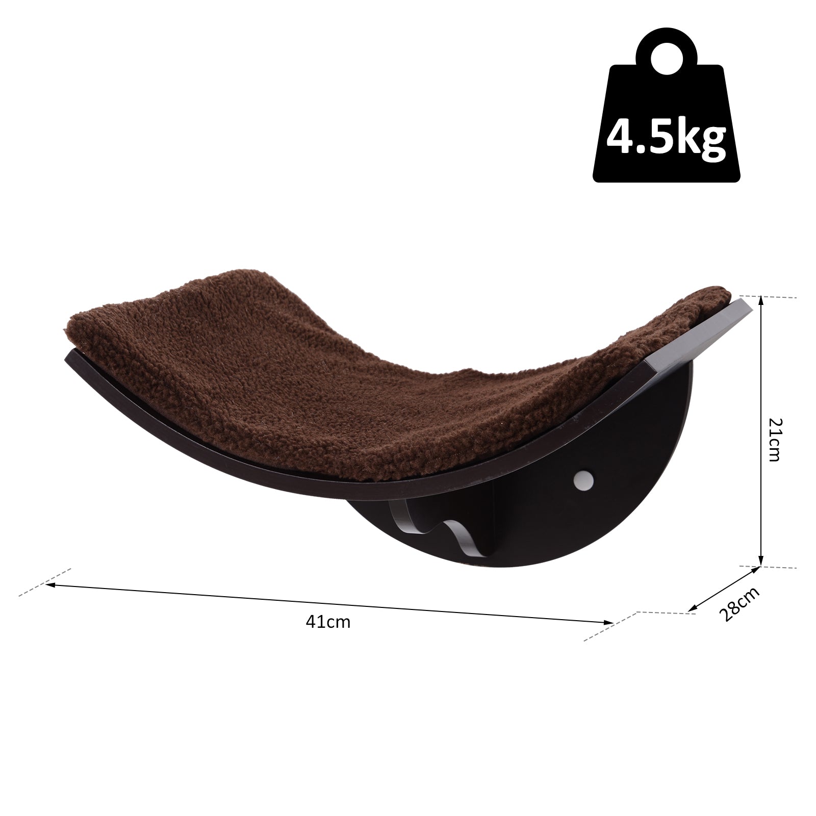 PawHut Wood Cat Shelves Wall-Mounted Shelter Curved Kitten Bed Cat Perch Climber Cat Furniture 41 x 28 x 21cm Brown 