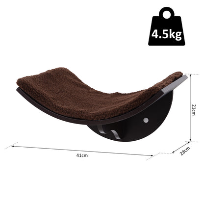 PawHut Wood Cat Shelves Wall-Mounted Shelter Curved Kitten Bed Cat Perch Climber Cat Furniture 41 x 28 x 21cm Brown 