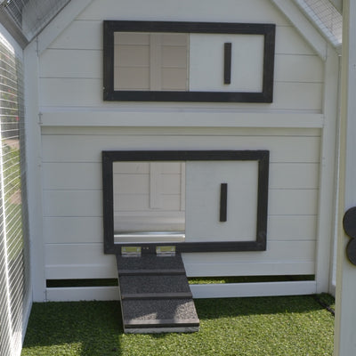 PawHut Chicken Coop with Run Wooden Hen House Pet Poultry Coops Cages Small Animal Outdoor Pen with Nesting Box 166 x 124 x 112cm 