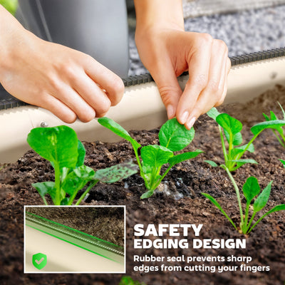 Outsunny Galvanised Raised Garden Bed, Metal Planter Box with Safety Edging, for Flowers, Herbs, Succulents, Cream White 