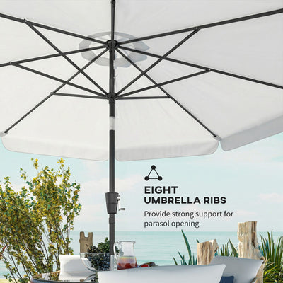 Outsunny 3 m Garden Parasol with Tilt Mechanism & Crank Handle, UPF 30+ Patio Umbrella Outdoor Table Umbrella, Cream White 