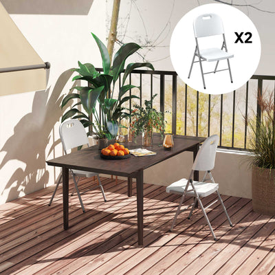 Outsunny Set of Two Foldable Outdoor Chairs - White 