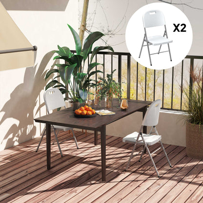 Outsunny Set of Two Foldable Outdoor Chairs - White 