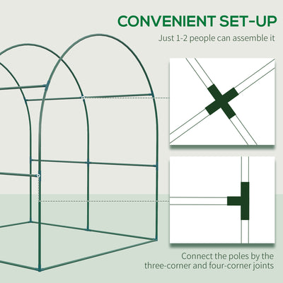 Outsunny Walk in Polytunnel Greenhouse, Green House for Garden with Roll-up Window and Door, 1.8 x 1.8 x 2 m, Green 
