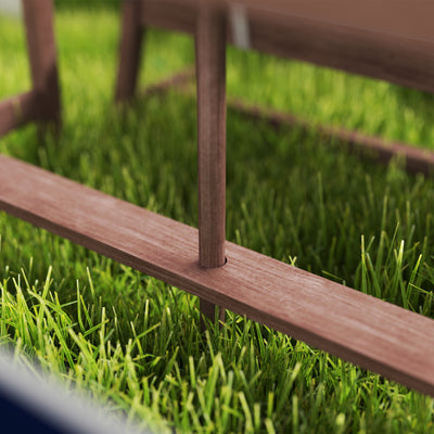 AIYAPLAY Outdoor Wooden Kids Picnic Table & Bench Set with Cushions and Umbrella, for Patio, Garden, Navy Blue 