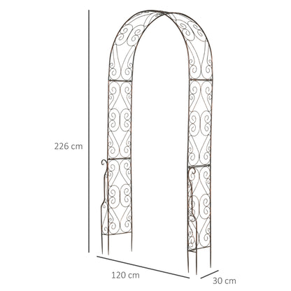 Outsunny Metal Garden Arch Trellis, Decorative Arbour Archway for Walkway Path Ceremony Wedding Party, 120 x 30 x 226cm 