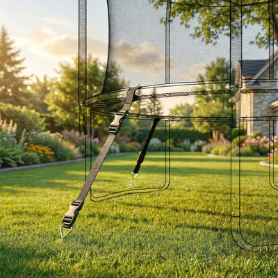 SPORTNOW 4Pcs Trampoline Anchor Kit, 32 cm Galvanised Trampoline Stakes, Spiral Ground Anchors with Triangle Head, Straps 