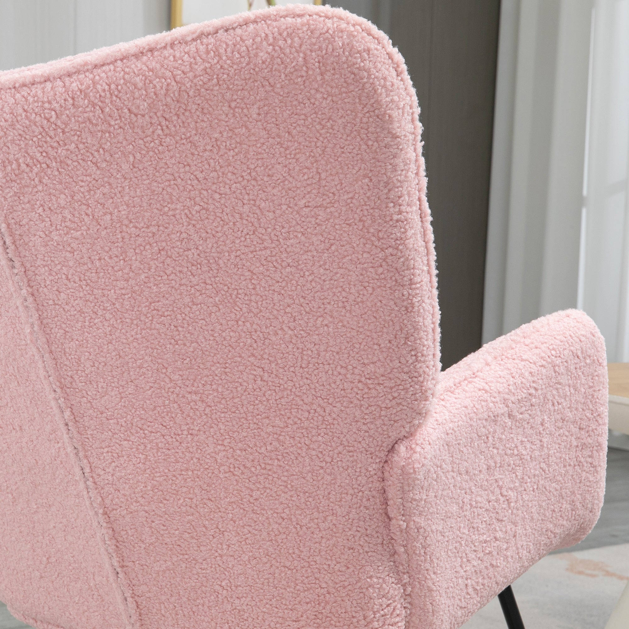 HOMCOM Soft Fleecey Rocking Wingback Chair - Pink