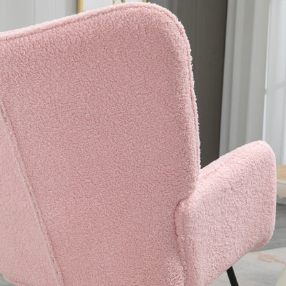 HOMCOM Soft Fleecey Rocking Wingback Chair - Pink