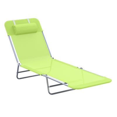Outsunny Single Folding Sun Lounger - Green 