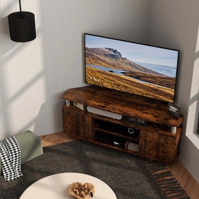 HOMCOM TV Unit Cabinet for TVs up to 55 Inches with Storage Shelves and Cupboard, Entertainment Centre for Living Room, Rustic Brown 