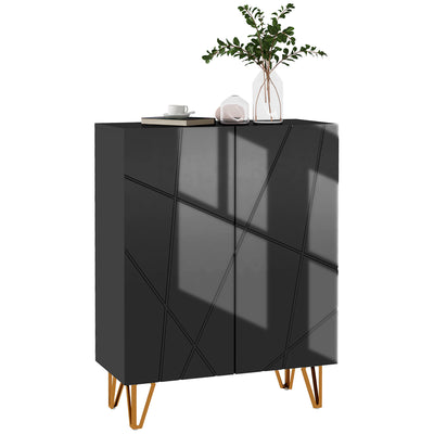 HOMCOM Narrow Shoe Storage Cabinet with Soft-Close Hinges and Adjustable Shelves for 15-20 Pairs of Shoes, Black 