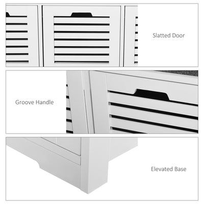HOMCOM Shoe Storage Bench with 3 Drawers & Removable Grey Seat Cushion Hallway Organisation furniture 
