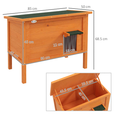 PawHut Feral Cat House, Wooden Insulated with Removable Floor, Water-Resistant Openable Roof - Orange 