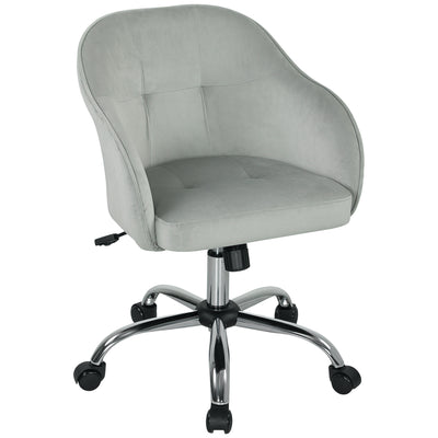 HOMCOM Velvet-feel Swivel Office Chair - Grey 