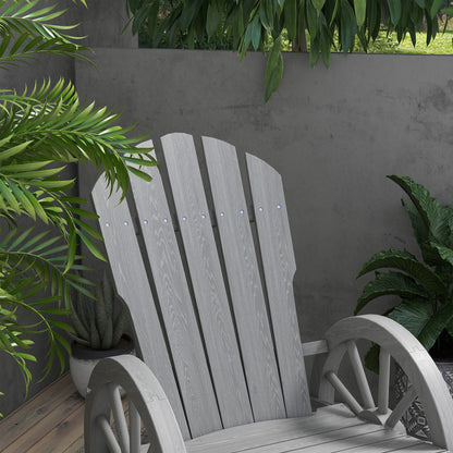 Outsunny Wooden Adirondack Rocking Chair Reclining Armchair Outdoor Garden Furniture Patio Porch Rocker - Grey 
