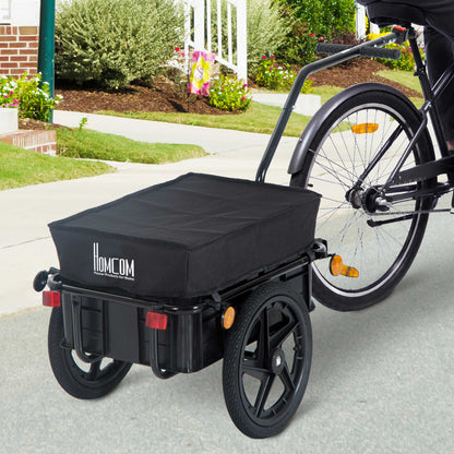 HOMCOM Cargo Trailer Bike Stroller Garden Trolley W/Carrier Utility Luggage & Wheels Black 