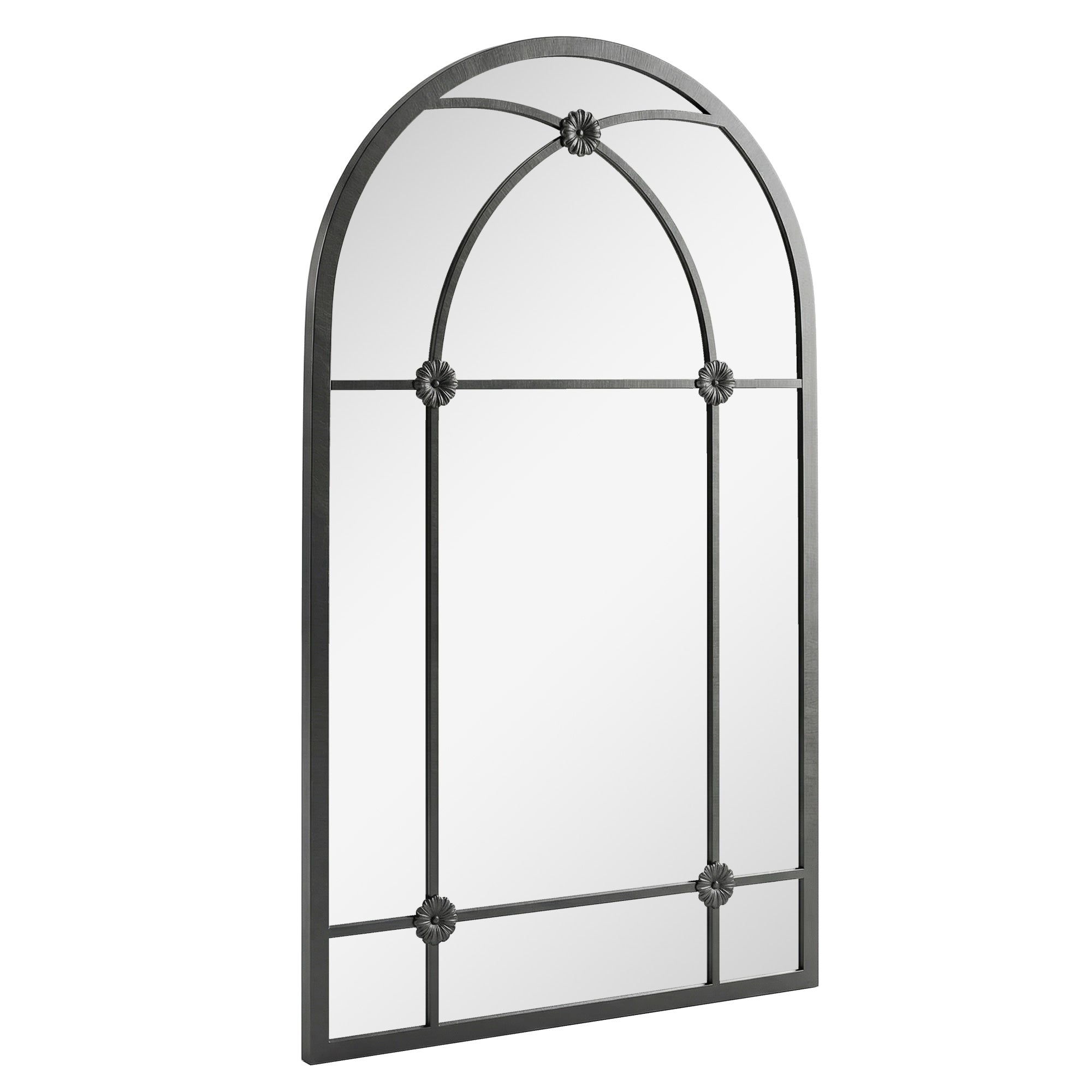 Outsunny Arched Mirror, Shatterproof Acrylic Windowpane Wall Mounted Mirror with Robust Metal Frame, 100 x 60 cm, Black 