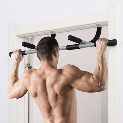 HOMCOM Pull-Up Bar for Doorway, Home Fitness Door Horizontal Push up Bar for Indoor Gym Upper Body Workout, Grey 