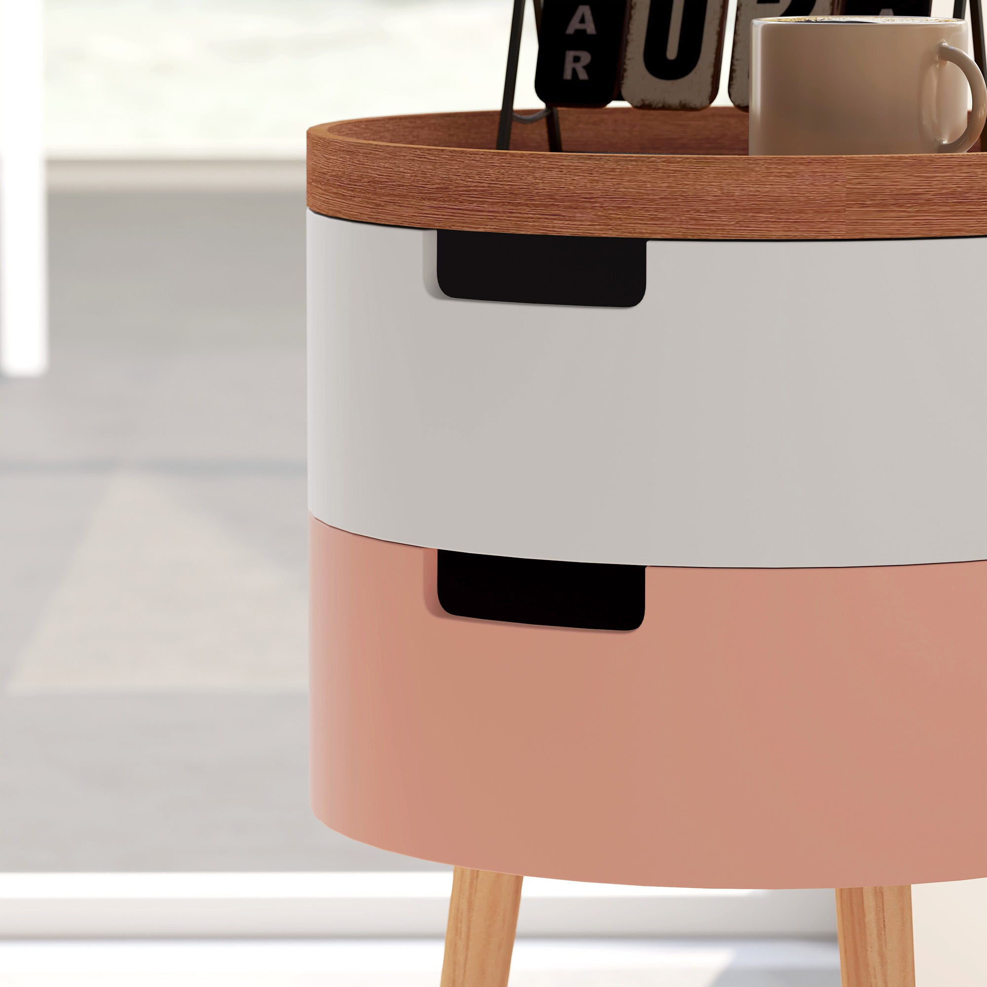 HOMCOM Three-Tier Tray Top Side Table - Multicoloured 