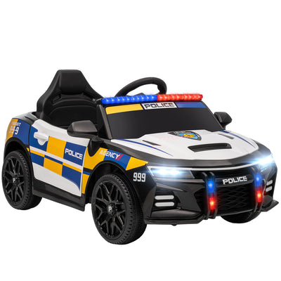 AIYAPLAY Kids Electric Ride on Police Car with Remote Control, Music, Horn, Siren Flashing Lights for 3-5 Years Old, Multicolour 