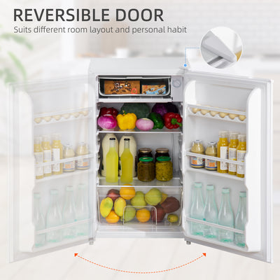 HOMCOM 91 Litre Freestanding Under Counter Fridge Freezer, Small Fridge with Chiller Box, Adjustable Thermostat, 47.5cm Wide, White 