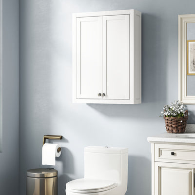 HOMCOM Bathroom Wall Cabinet with Adjustable Shelves - White 