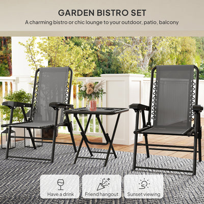 Outsunny Three-Piece Garden Table and Chair Set - Dark Grey 