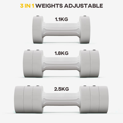 SPORTNOW Dumbbells Set, Adjustable Weights for Women Men Home Gym Workout, 2.5KG x 2 