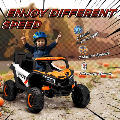 AIYAPLAY 12V Kids Ride On Car with Remote Control, Kids Electric Car with Suspension System, Music, for Ages 3-5 Years, Orange 