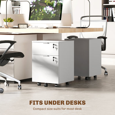 HOMCOM Two-Drawer Lockable Filing Cabinet - White 
