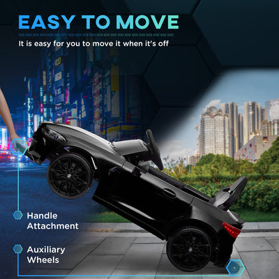 AIYAPLAY 12V BMW Licensed Kids Car, with Easy Transport, Remote Control, Suspension, Music, Horn, LED Lights, Black 