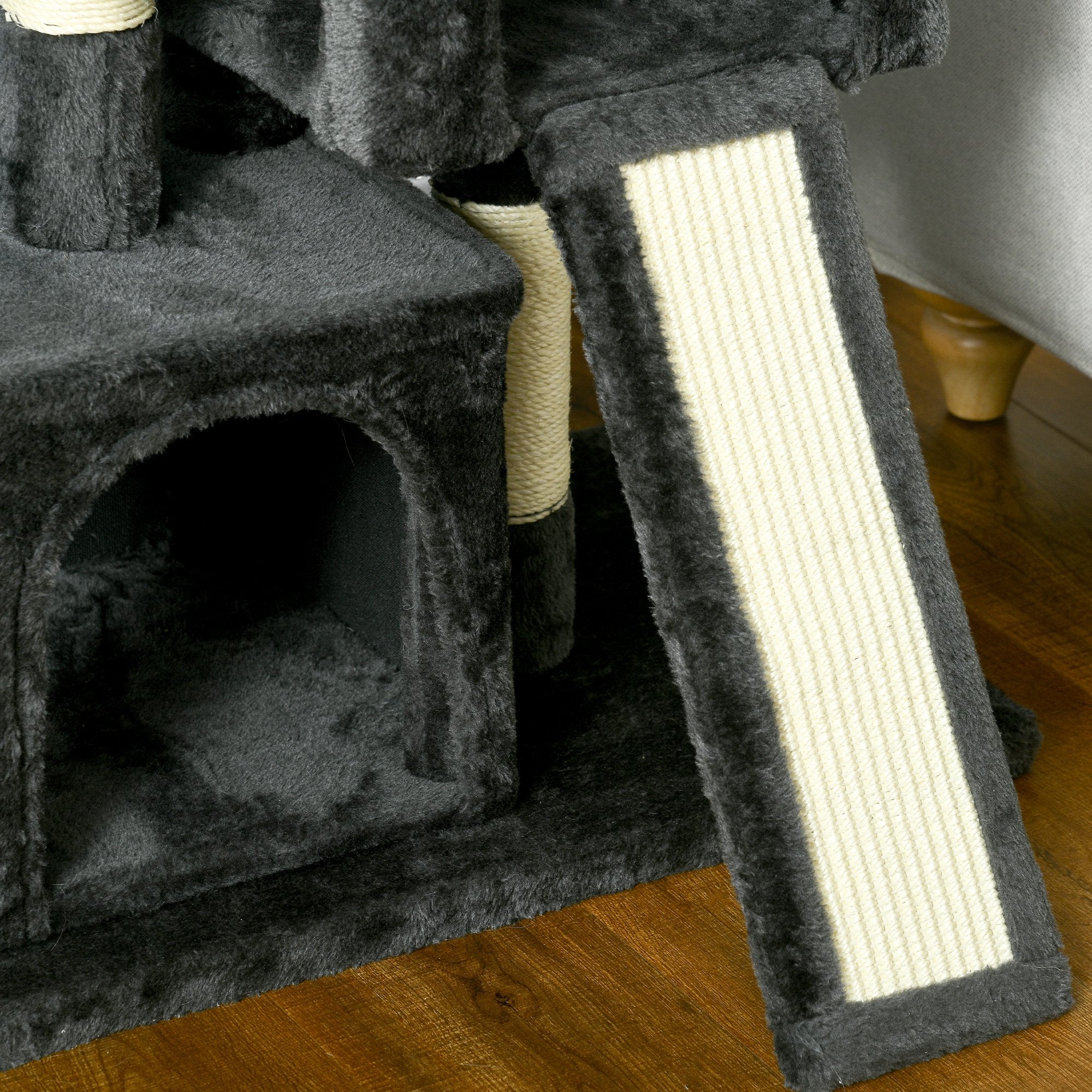 PawHut Cat Tree for Indoor Cats 83cm Cat Scratching Post Scratch Board Kitten Tower Climbing Frame Black 