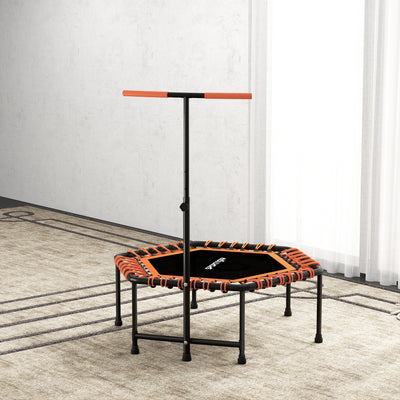 SPORTNOW 45" Rebounder Trampoline for Adults, Quiet Bungee Rebounder with LED Lights and Adjustable Handle, Orange 