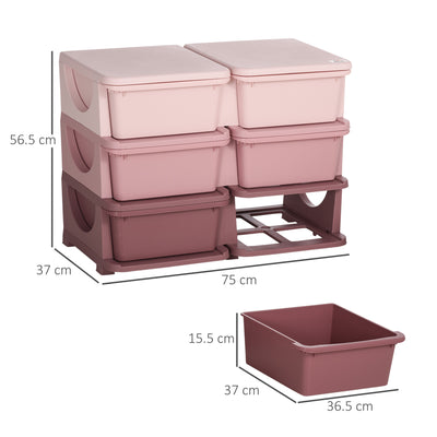 HOMCOM Kids Storage Unit, with Six Drawers - Pink 