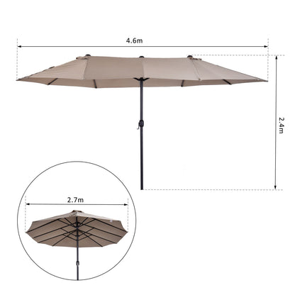 Outsunny 4.6m Double-Sided Patio Parasol Sun Umbrella-Tan 