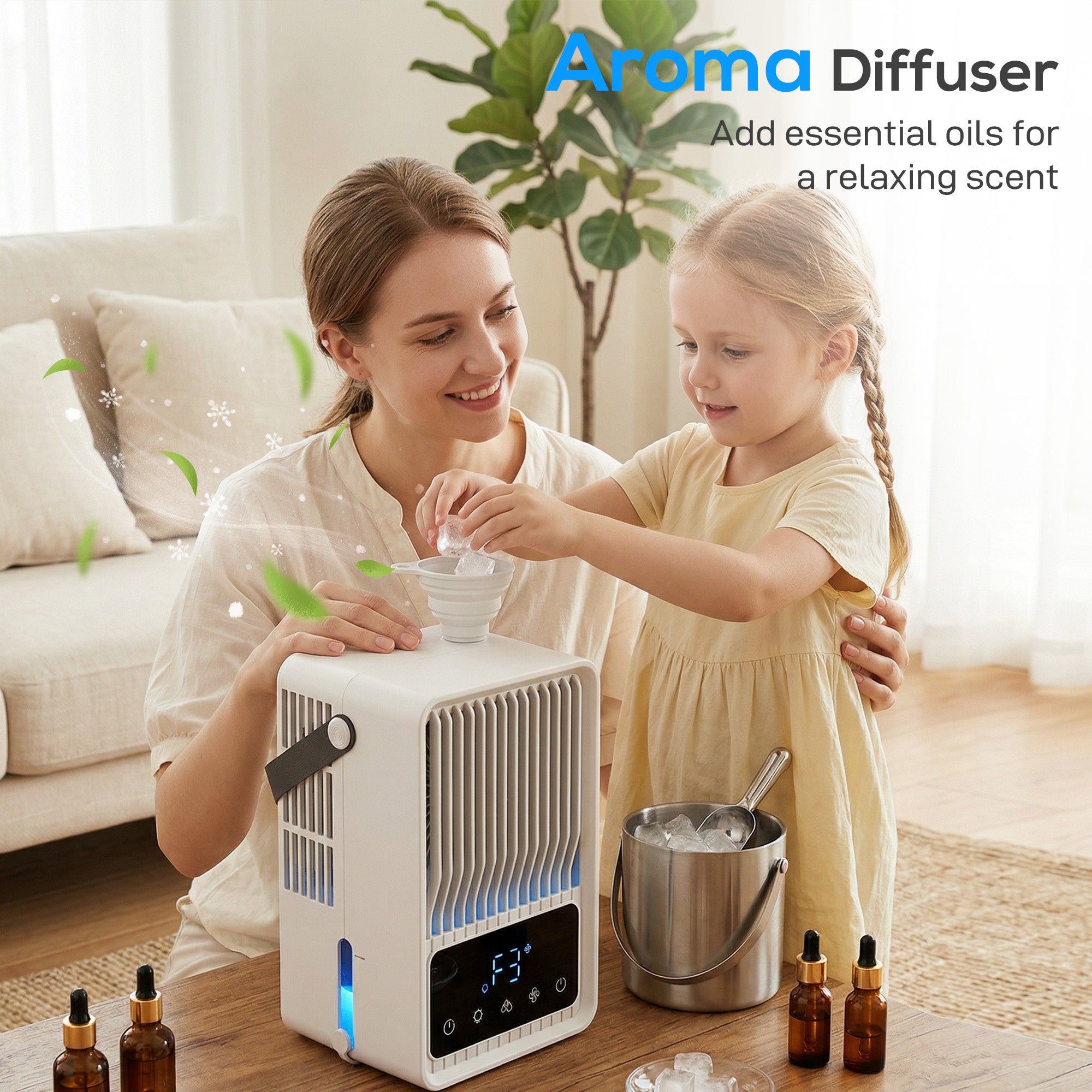 HOMCOM Portable Air Conditioner, 4-in-1 Mini Air Cooler with 3 Wind Speed, 2 Mist Mode, 7 Colour RGB Light, Black 