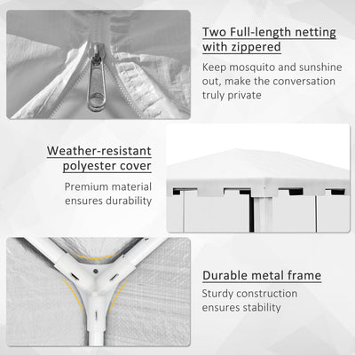 Outsunny 4 x 3 m Party Tent Wedding Gazebo Outdoor Waterproof PE Canopy Shade with Panel 