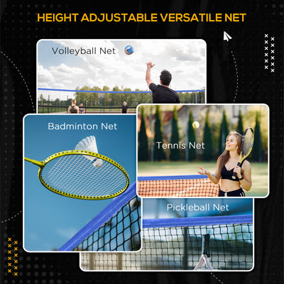 SPORTNOW 4m Badminton Net, Height Adjustable Outdoor Sports Net, with Carry Bag, for Tennis, Pickleball, Volleyball, Blue 